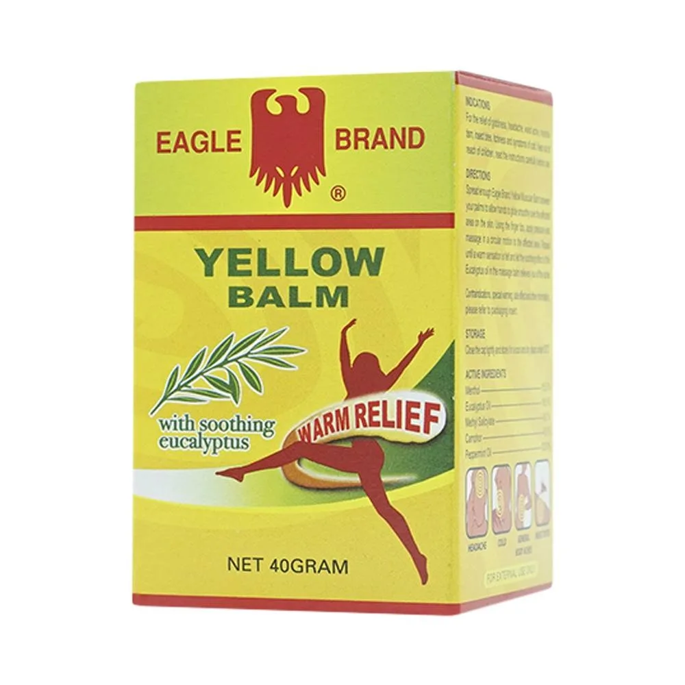 Hình ảnh Cao vàng Con Ó Eagle Brand Yellow Balm Borden giảm đau đầu, choáng váng, chóng mặt (12 hộp x 40g)