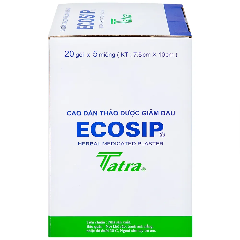 Hình ảnh Cao dán thảo dược Ecosip Tatra giảm đau vai, đau lưng (20 gói x 5 miếng)