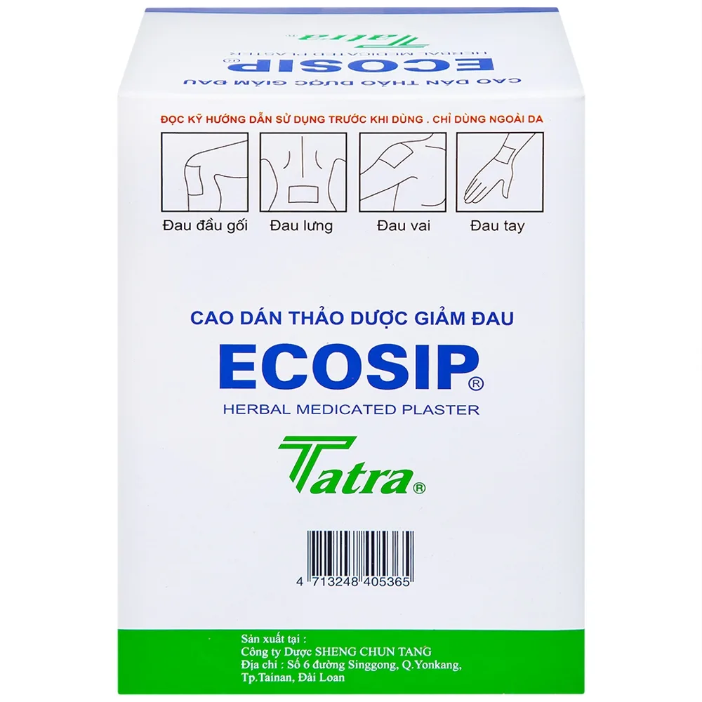 Hình ảnh Cao dán thảo dược Ecosip Tatra giảm đau vai, đau lưng (20 gói x 5 miếng)