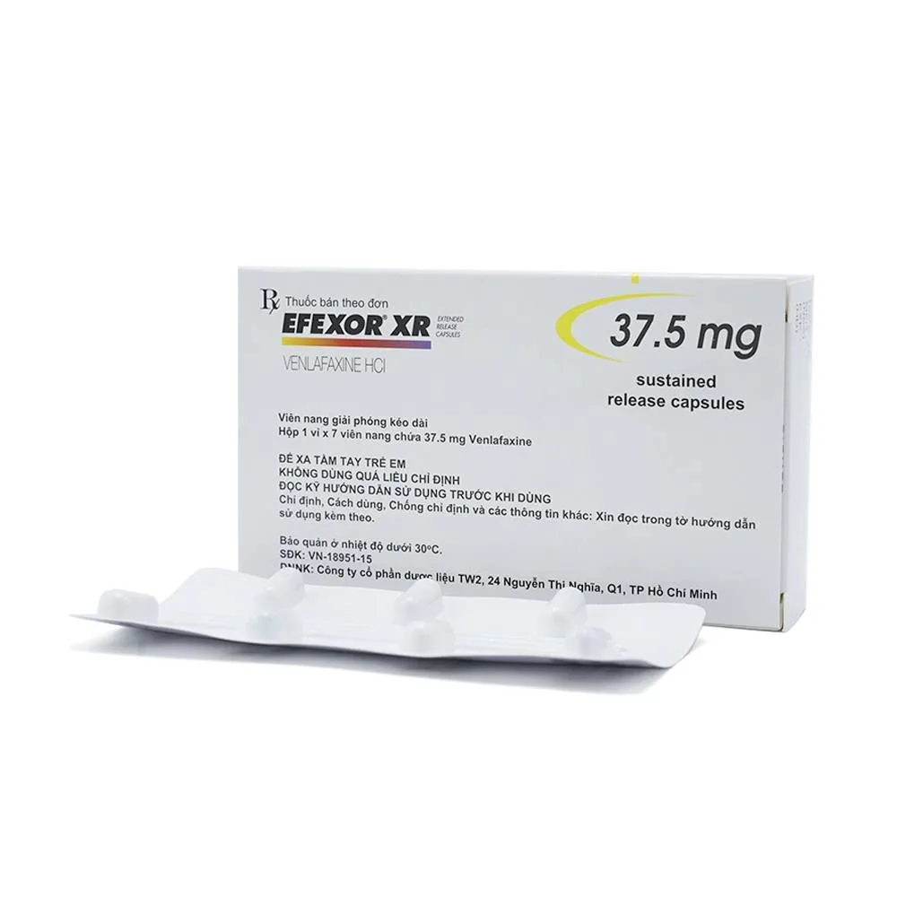 Hình ảnh Thuốc Efexor XR 37.5mg Pfizer điều trị các rối loạn trầm cảm chủ yếu (1 vỉ x 7 viên)