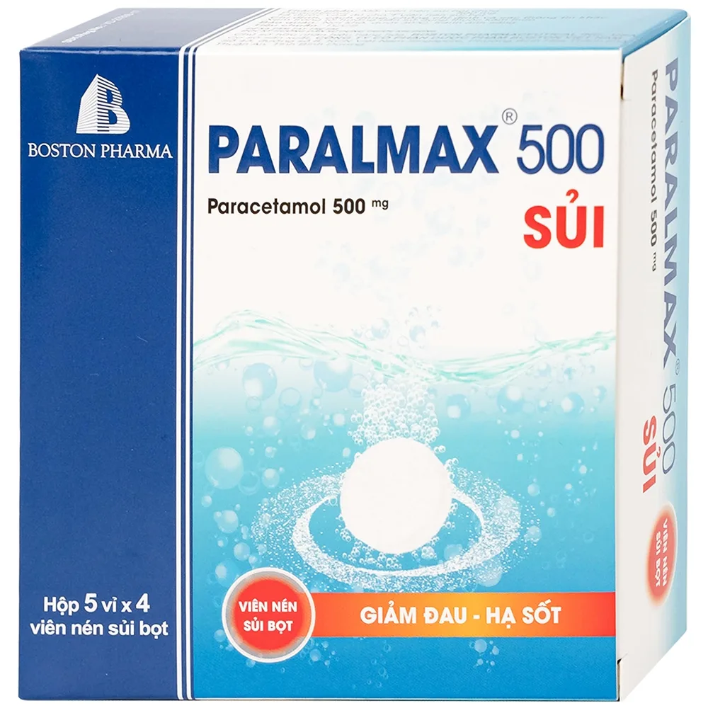 Hình ảnh Viên sủi Effer-Paralmax 500 Boston giảm các chứng đau nhẹ đến vừa, đau đầu, đau răng (5 vỉ x 4 viên)