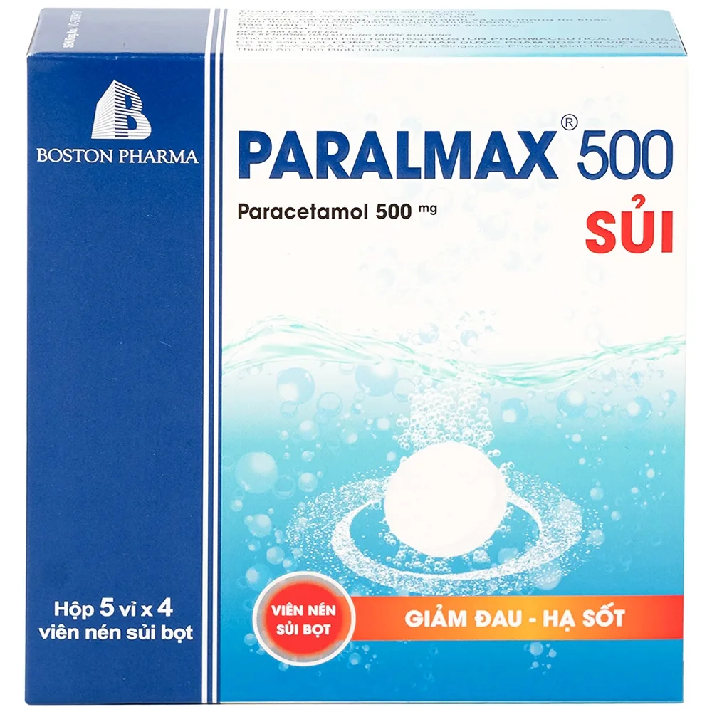 Hình ảnh Viên sủi Effer-Paralmax 500 Boston giảm các chứng đau nhẹ đến vừa, đau đầu, đau răng (5 vỉ x 4 viên)