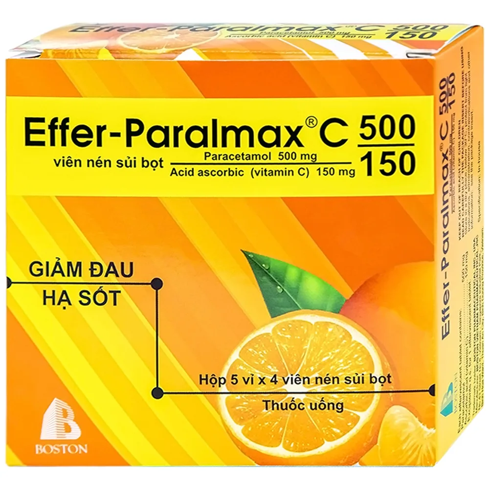 Hình ảnh Viên sủi Effer-Paralmax C 500/150 Boston giảm đau, hạ sốt (5 vỉ x 4 viên)