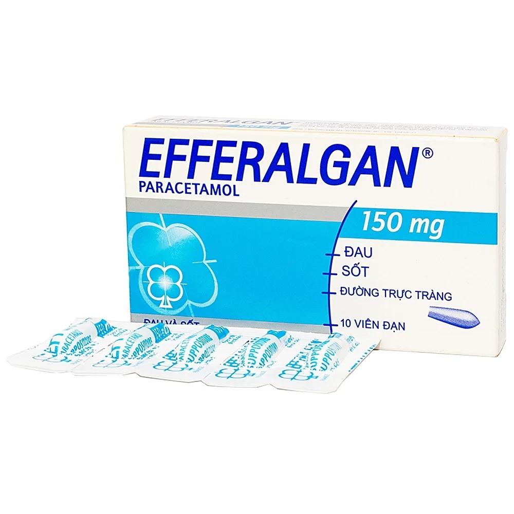 Hình ảnh Thuốc đạn Efferalgan 150mg UPSA SAS giảm đau, hạ sốt (2 vỉ x 5 viên)
