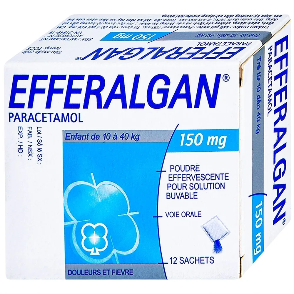 Hình ảnh Bột sủi Efferalgan 150mg UPSA SAS giảm đau, hạ sốt (12 gói)