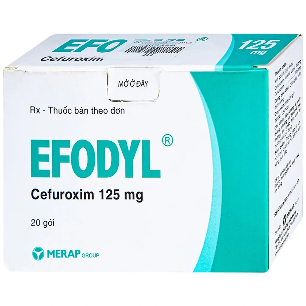 Hình ảnh Cốm Efodyl 125mg Merap điều trị nhiễm khuẩn nhẹ đến vừa (20 gói)