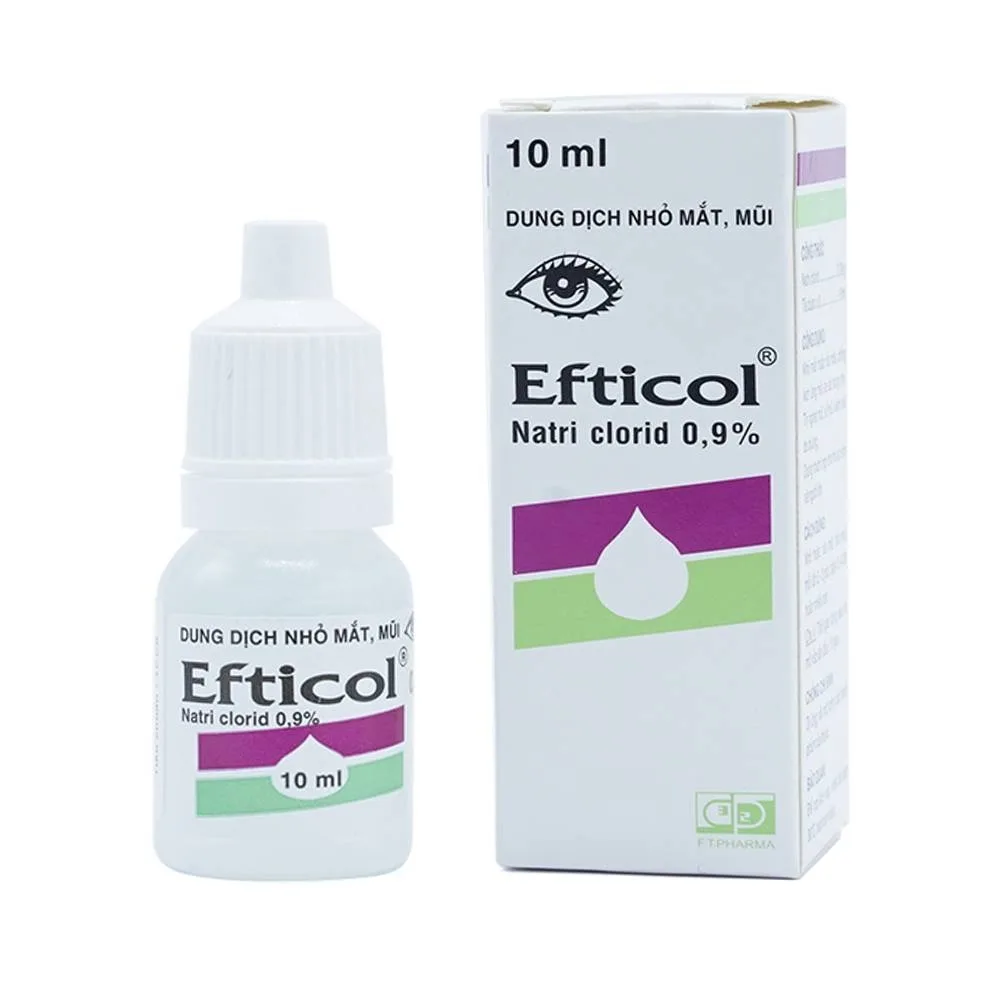 Hình ảnh Thuốc Efticol Natri Clorid 0.9% Dược 3-2 dùng trong trường hợp rửa mắt, mũi (10ml)