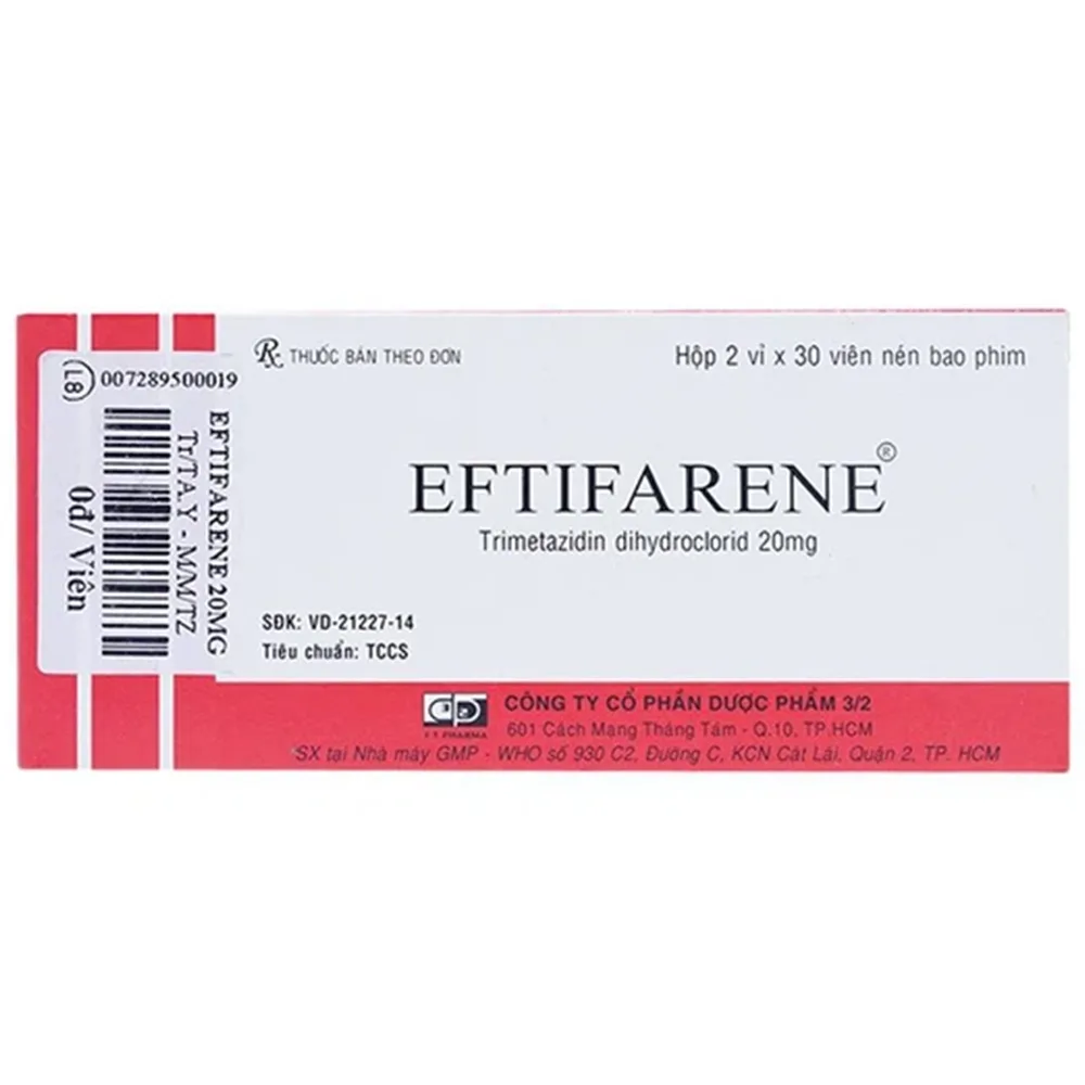 Hình ảnh Thuốc Eftifarene Dược 3-2 hỗ trợ điều trị đau thắt ngực ổn định (2 vỉ x 30 viên)