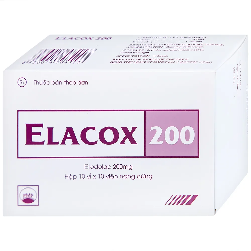 Hình ảnh Thuốc Elacox 200 điều trị triệu chứng thoái hoá khớp, viêm khớp dạng thấp cấp hay mạn tính (10 vỉ x 10 viên)