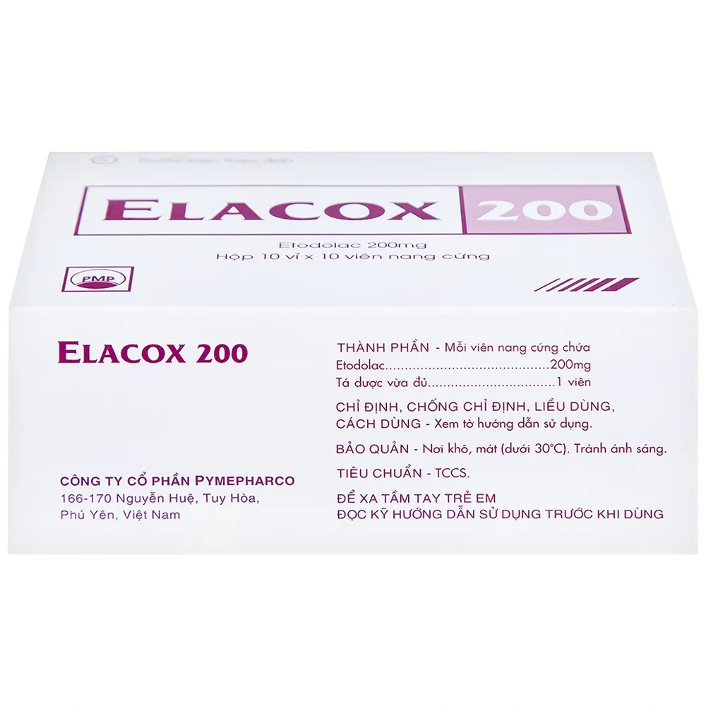 Hình ảnh Thuốc Elacox 200 điều trị triệu chứng thoái hoá khớp, viêm khớp dạng thấp cấp hay mạn tính (10 vỉ x 10 viên)