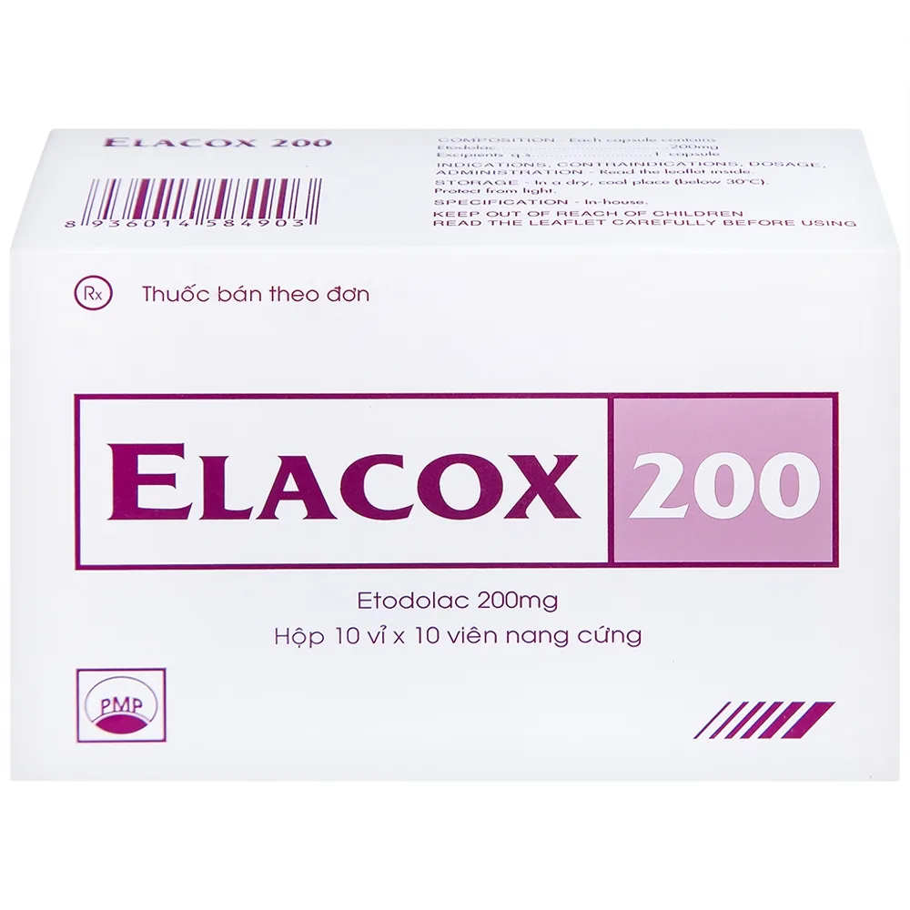 Hình ảnh Thuốc Elacox 200 điều trị triệu chứng thoái hoá khớp, viêm khớp dạng thấp cấp hay mạn tính (10 vỉ x 10 viên)