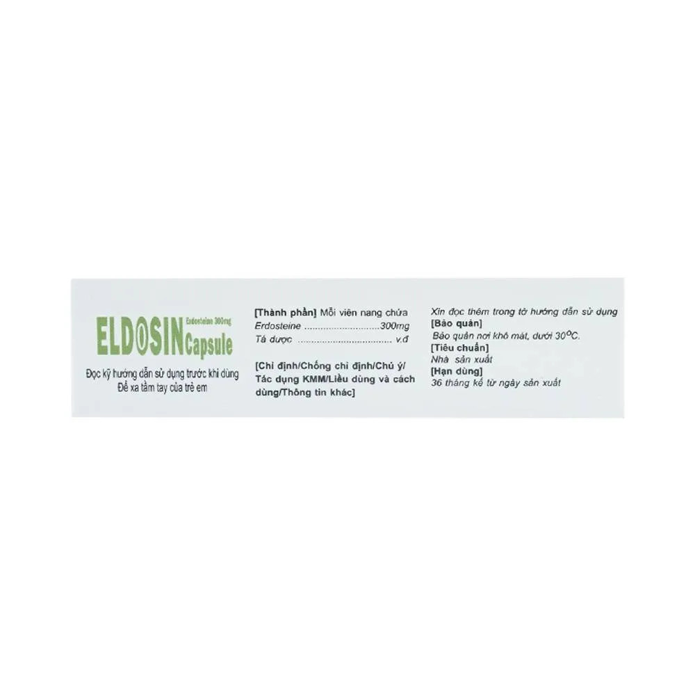 Hình ảnh Thuốc Eldosin Capsule Arlico loãng đờm trong bệnh hô hấp cấp và mạn tính (3 vỉ x 10 viên)
