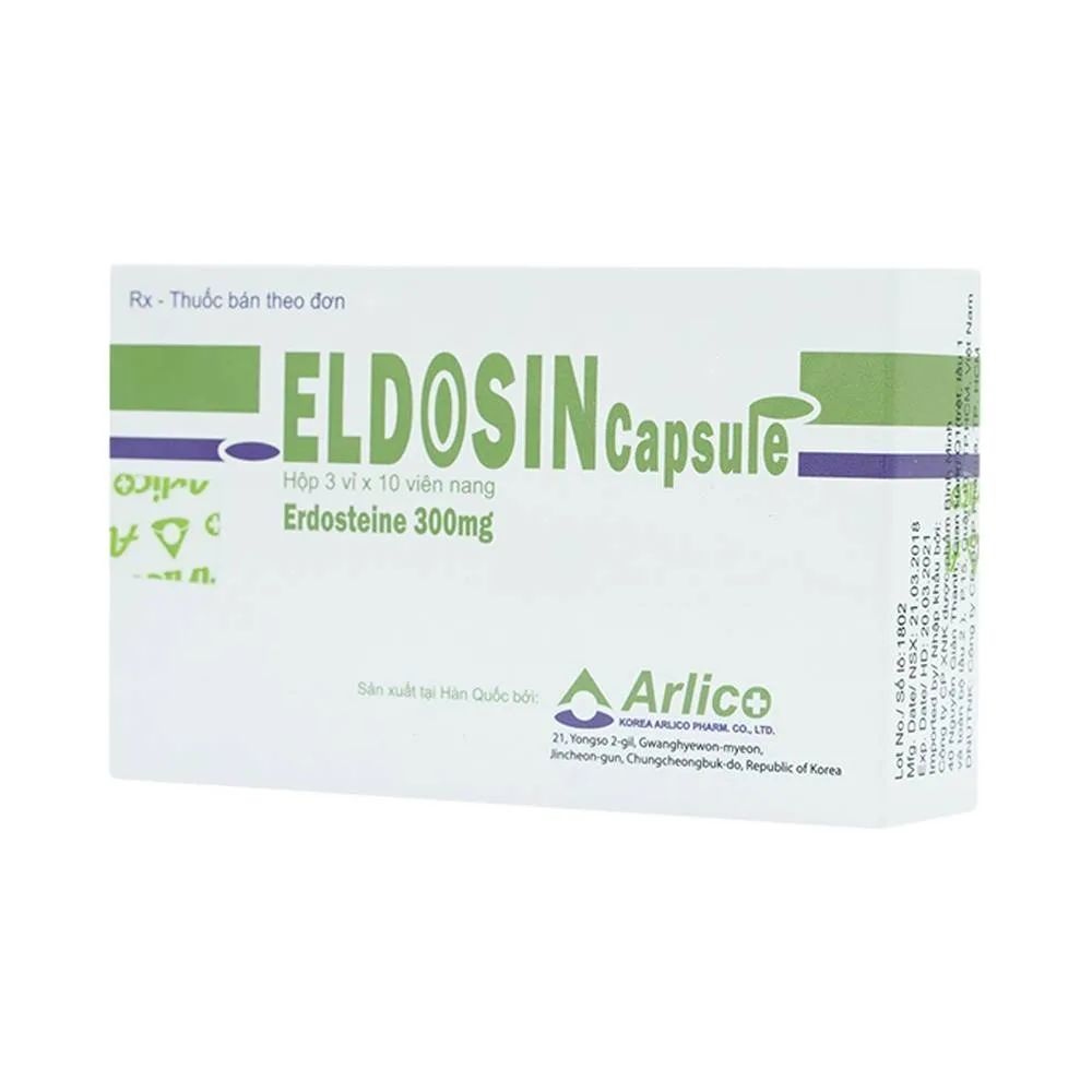 Hình ảnh Thuốc Eldosin Capsule Arlico loãng đờm trong bệnh hô hấp cấp và mạn tính (3 vỉ x 10 viên)