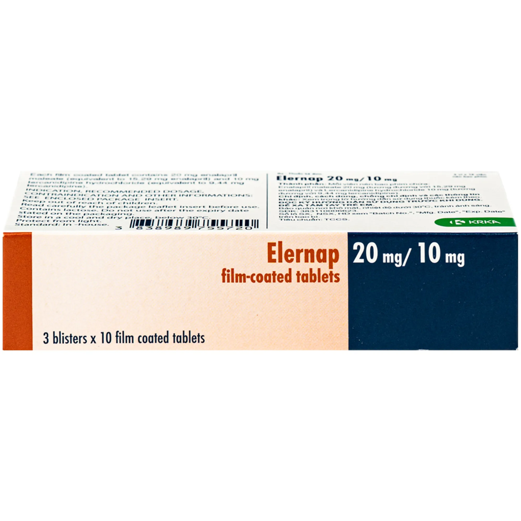 Hình ảnh Thuốc Elernap 20/10mg Krka Điều trị tăng huyết áp và các bệnh lý tim mạch liên quan(3 vỉ x 10 viên)