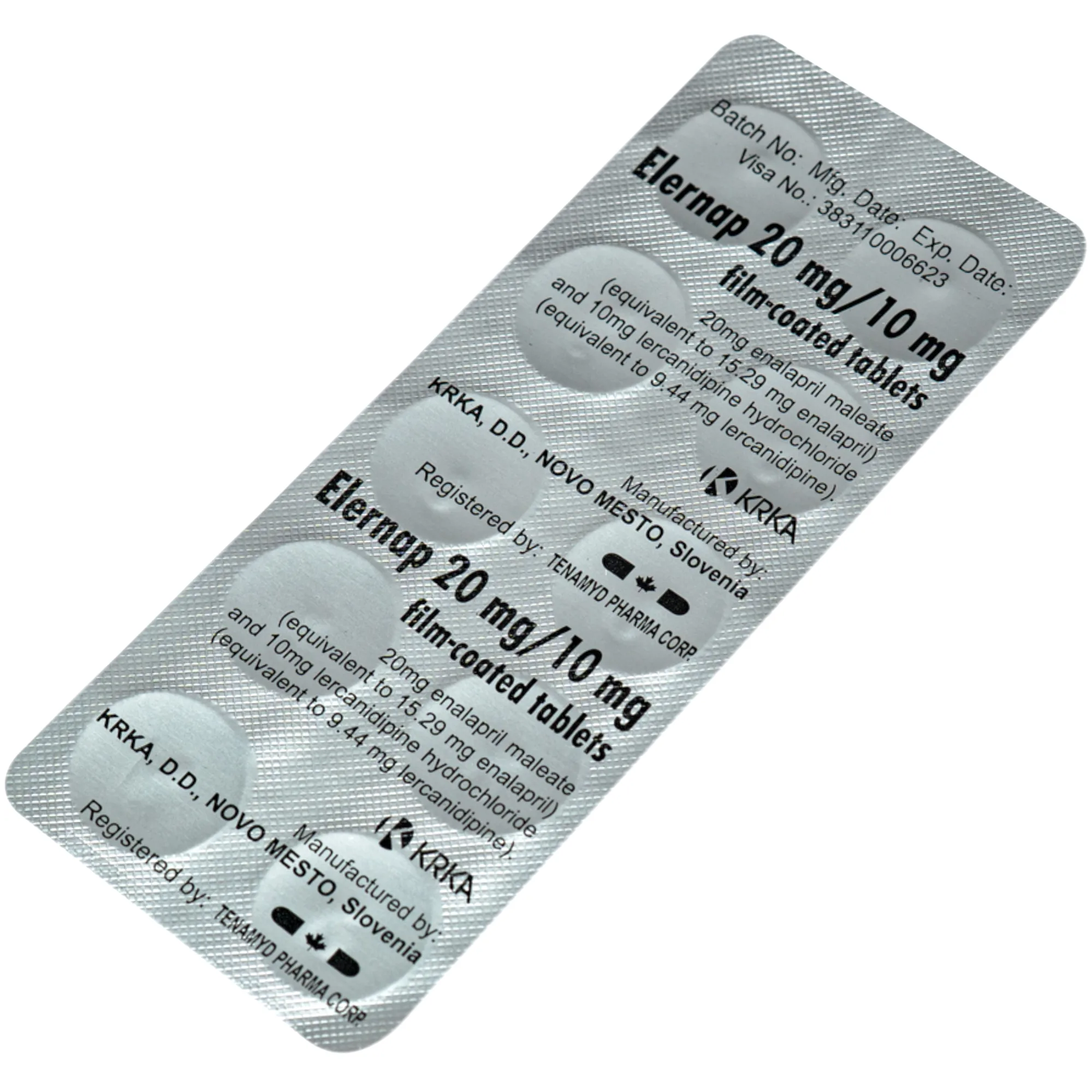 Hình ảnh Thuốc Elernap 20/10mg Krka Điều trị tăng huyết áp và các bệnh lý tim mạch liên quan(3 vỉ x 10 viên)