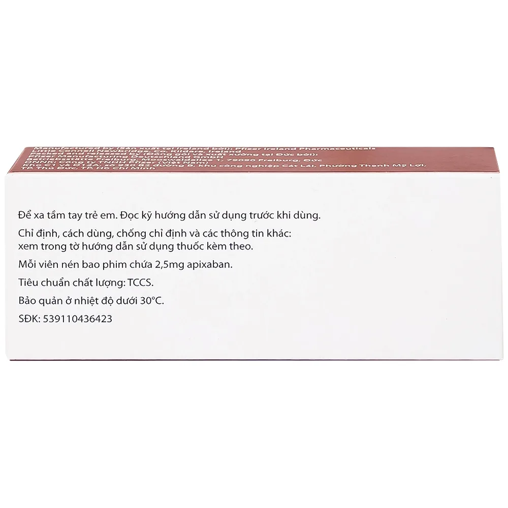 Hình ảnh Thuốc Eliquis 2.5mg Pfizer giúp phòng ngừa biến cố thuyên tắc huyết khối tĩnh mạch (2 vỉ x 10 viên)