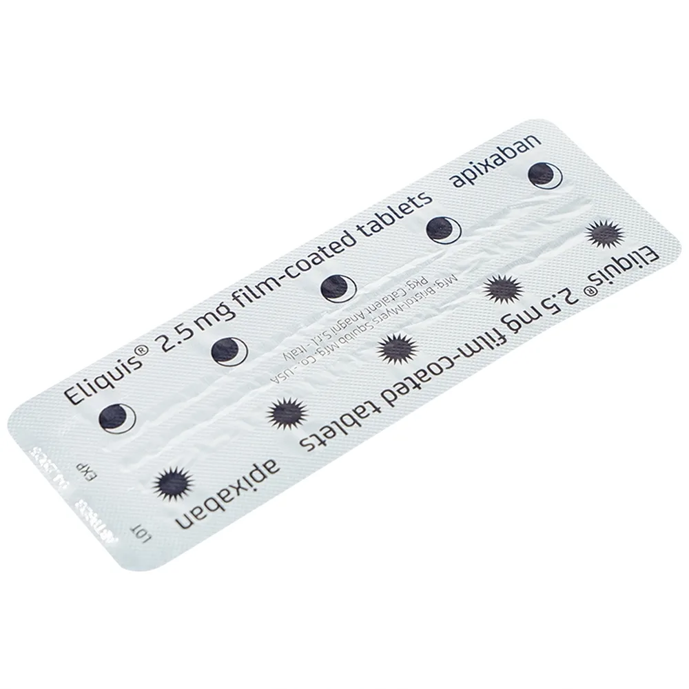 Hình ảnh Thuốc Eliquis 2.5mg Pfizer phòng ngừa biến cố thuyên tắc huyết khối tĩnh mạch, đột quỵ (20 viên)