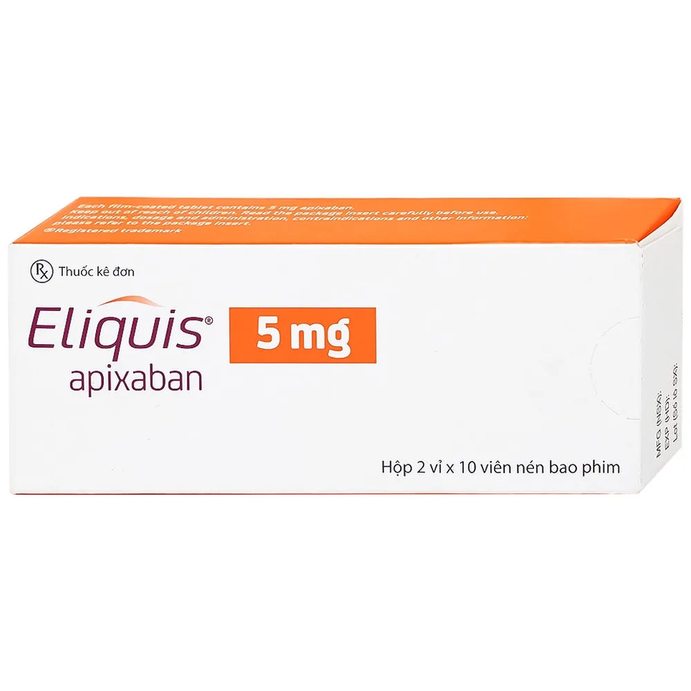 Hình ảnh Thuốc Eliquis 5mg Pfizer giúp phòng ngừa biến cố thuyên tắc huyết khối tĩnh mạch (2 vỉ x 10 viên)
