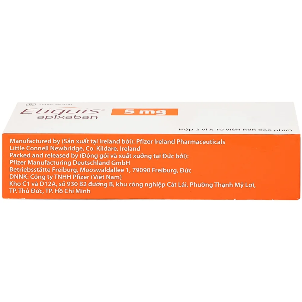Hình ảnh Thuốc Eliquis 5mg Pfizer giúp phòng ngừa biến cố thuyên tắc huyết khối tĩnh mạch (2 vỉ x 10 viên)