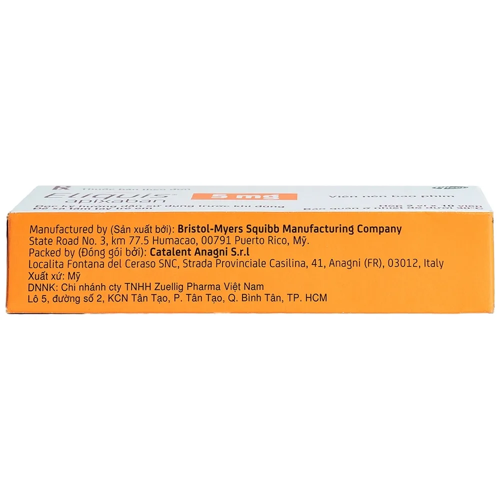 Hình ảnh Thuốc Eliquis 5mg Pfizer phòng ngừa biến cố thuyên tắc huyết khối tĩnh mạch, đột quỵ (20 viên)