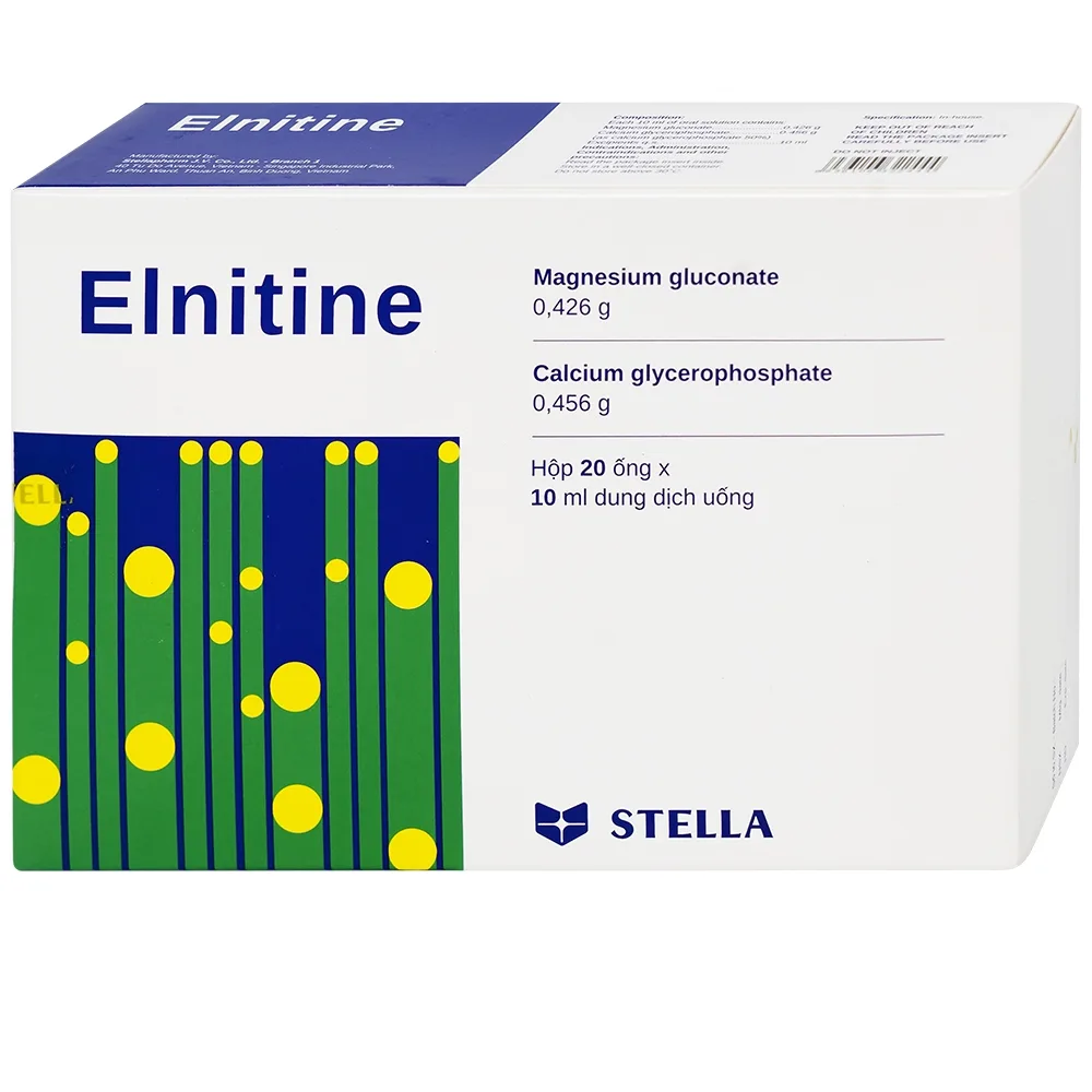 Hình ảnh Dung dịch uống Elnitine 10ml Stella bổ sung calcium và magnesium cho người bệnh (20 ống)