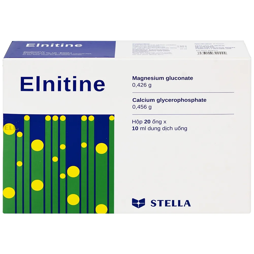 Hình ảnh Dung dịch uống Elnitine 10ml Stella bổ sung calcium và magnesium cho người bệnh (20 ống)