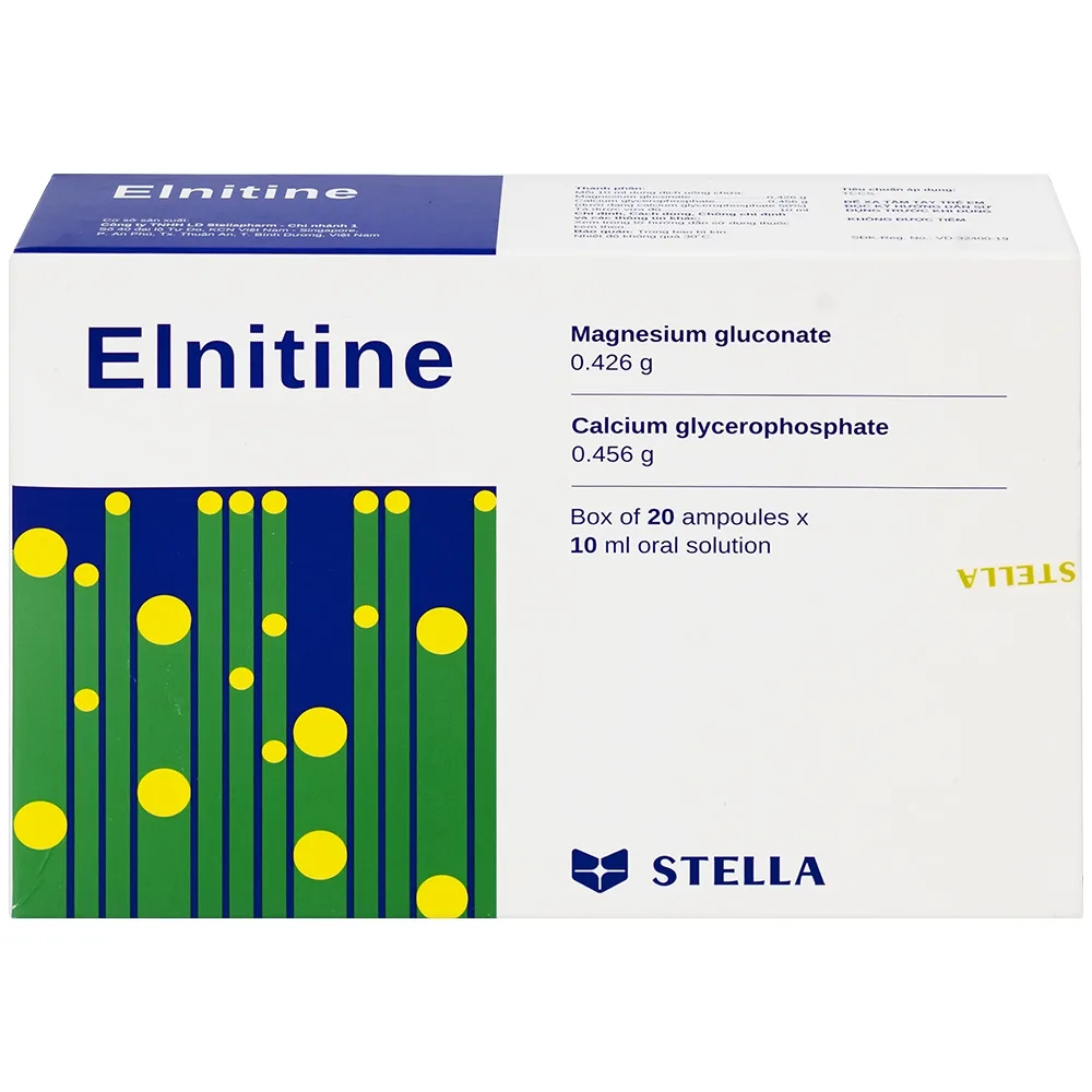 Hình ảnh Dung dịch uống Elnitine 10ml Stella bổ sung calcium và magnesium cho người bệnh (20 ống)