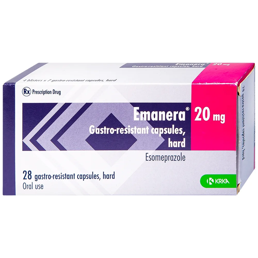 Hình ảnh Thuốc Emanera 20mg KRKA điều trị trào ngược dạ dày thực quản (4 vỉ x 7 viên)