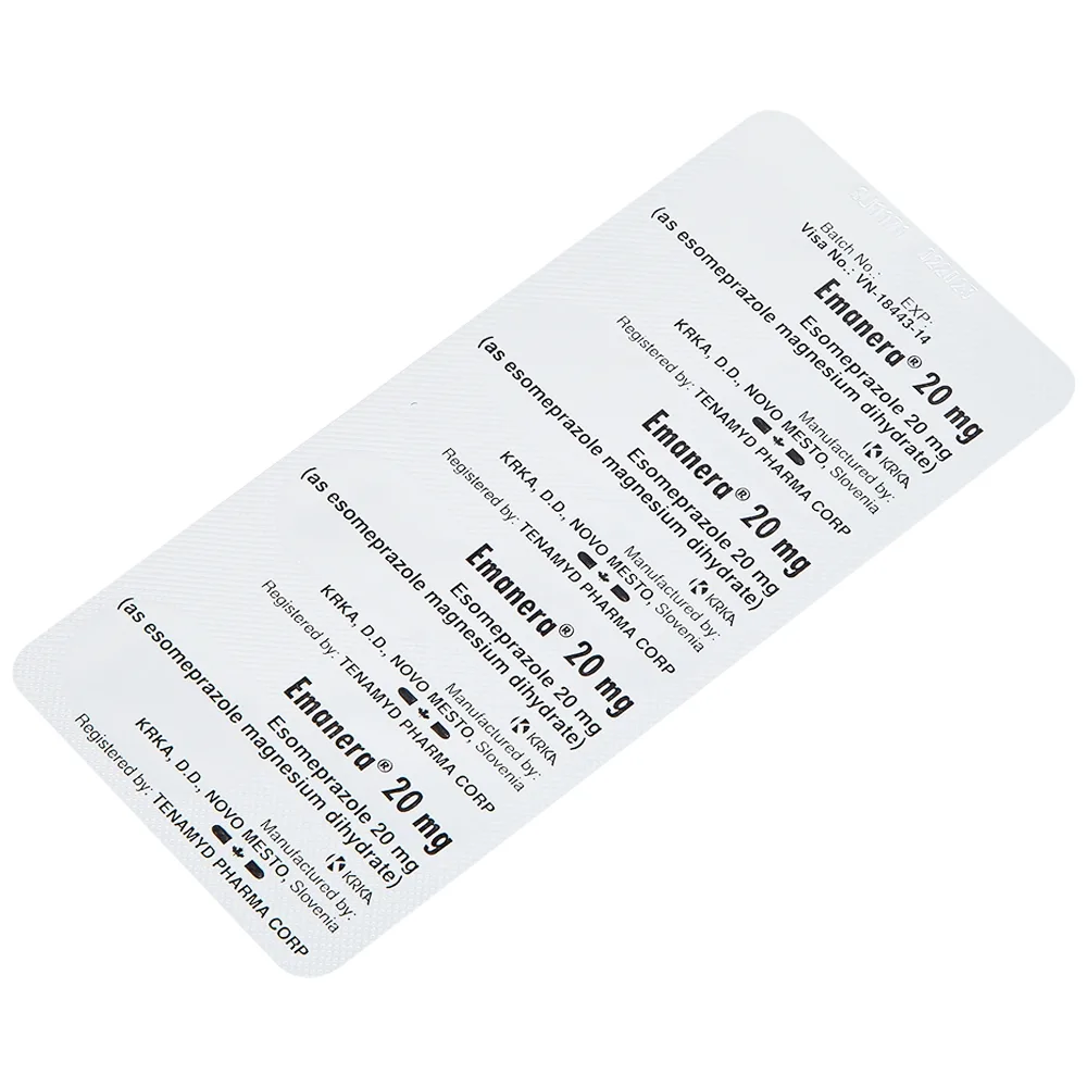 Hình ảnh Thuốc Emanera 20mg KRKA điều trị trào ngược dạ dày thực quản (4 vỉ x 7 viên)