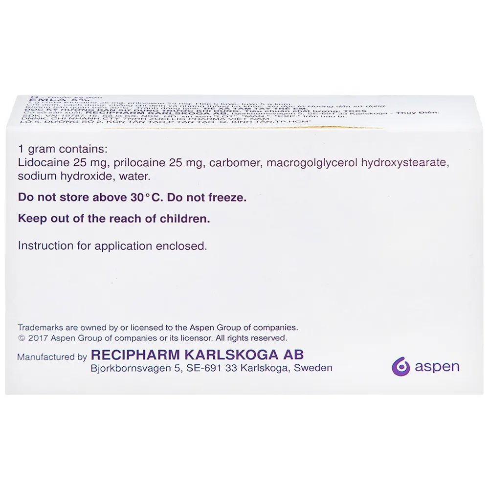 Hình ảnh Thuốc Emla 5% Aspen gây tê bề mặt da (5 tuýp x 5g)