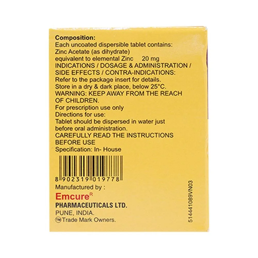 Hình ảnh Thuốc Emzinc Emcure bổ sung kẽm, trị tiêu chảy (10 vỉ x 10 viên)
