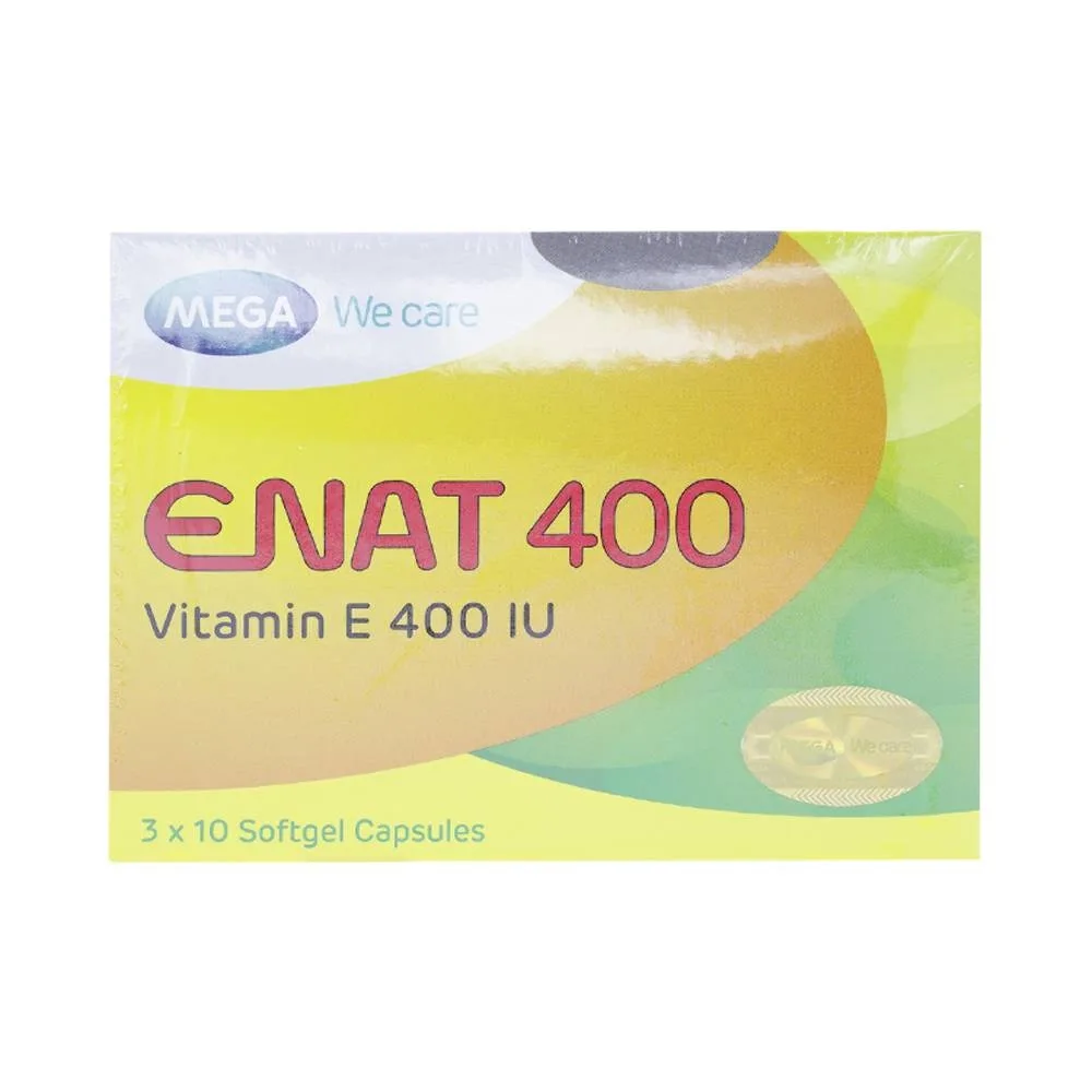 Hình ảnh Thuốc Enat 400 MEGA We care điều trị và dự phòng tình trạng thiếu Vitamin E (3 vỉ x 10 viên)