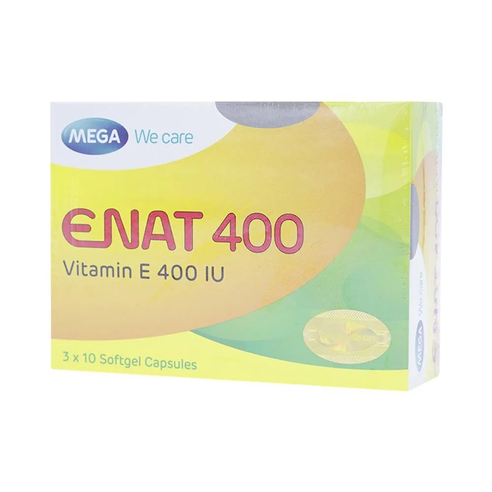 Hình ảnh Thuốc Enat 400 MEGA We care điều trị và dự phòng tình trạng thiếu Vitamin E (3 vỉ x 10 viên)