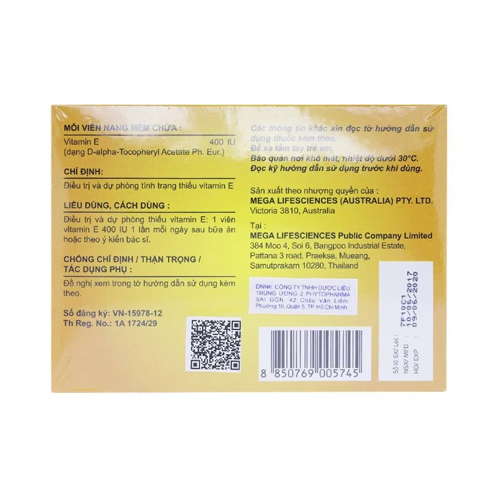 Hình ảnh Thuốc Enat 400 MEGA We care điều trị và dự phòng tình trạng thiếu Vitamin E (3 vỉ x 10 viên)