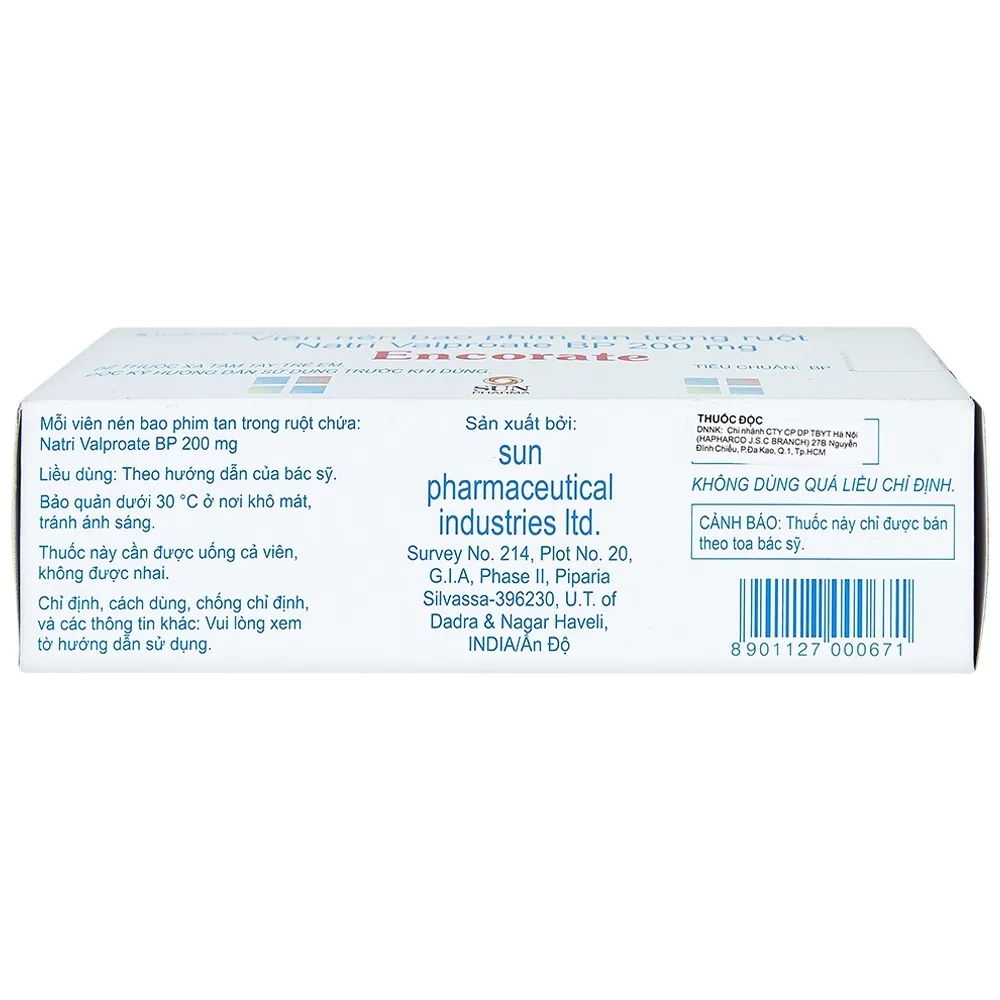 Hình ảnh Thuốc Encorate Sun Pharma điều trị động kinh (10 vỉ x 10 viên)