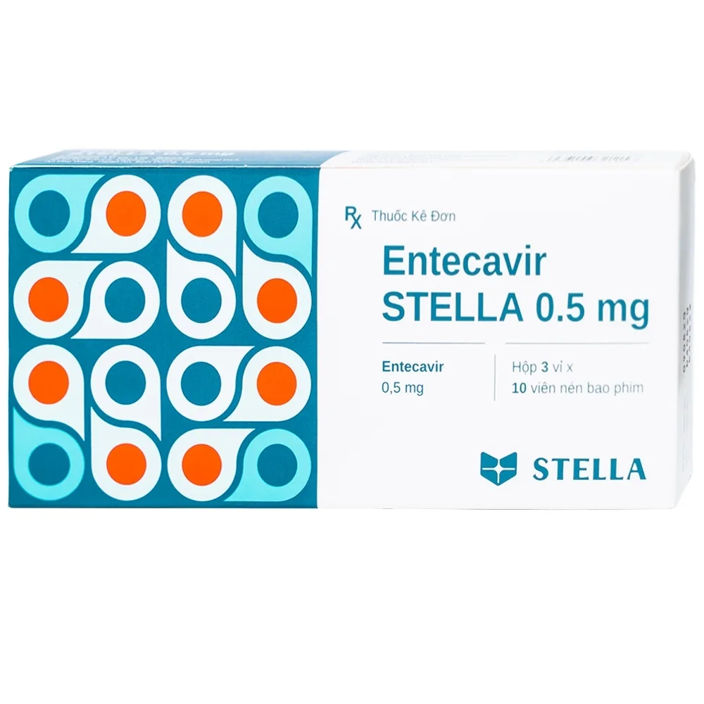 Hình ảnh Thuốc Entecavir Stella 0.5mg điều trị viêm gan B mạn tính (3 vỉ x 10 viên)