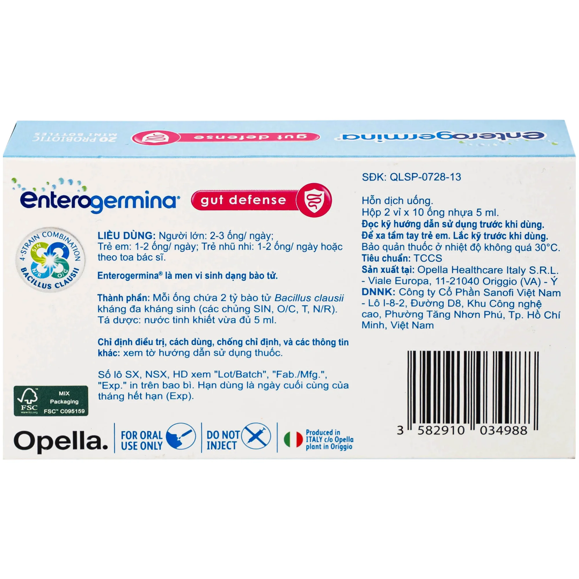 Hình ảnh Hỗn dịch uống men vi sinh Enterogermina Gut Defense 2 tỷ/5ml Opella tăng cường tiêu hóa, hỗ trợ bảo vệ đường ruột (2 vỉ 10 ống)