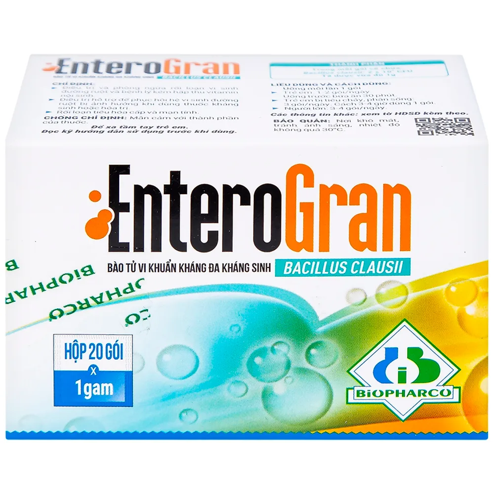 Hình ảnh Thuốc Enterogran Biopharco điều trị và phòng ngừa rối loạn vi sinh đường ruột (20 gói x 1g)