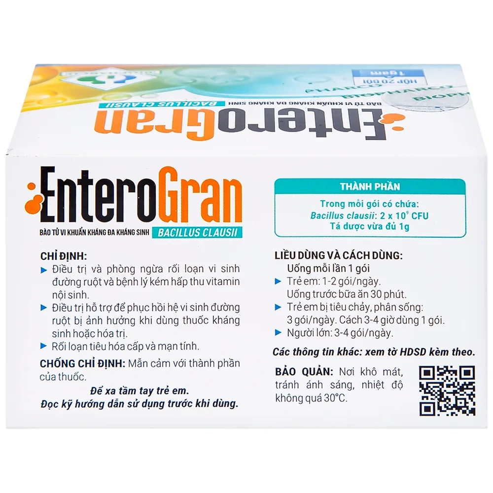 Hình ảnh Thuốc Enterogran Biopharco điều trị và phòng ngừa rối loạn vi sinh đường ruột (20 gói x 1g)