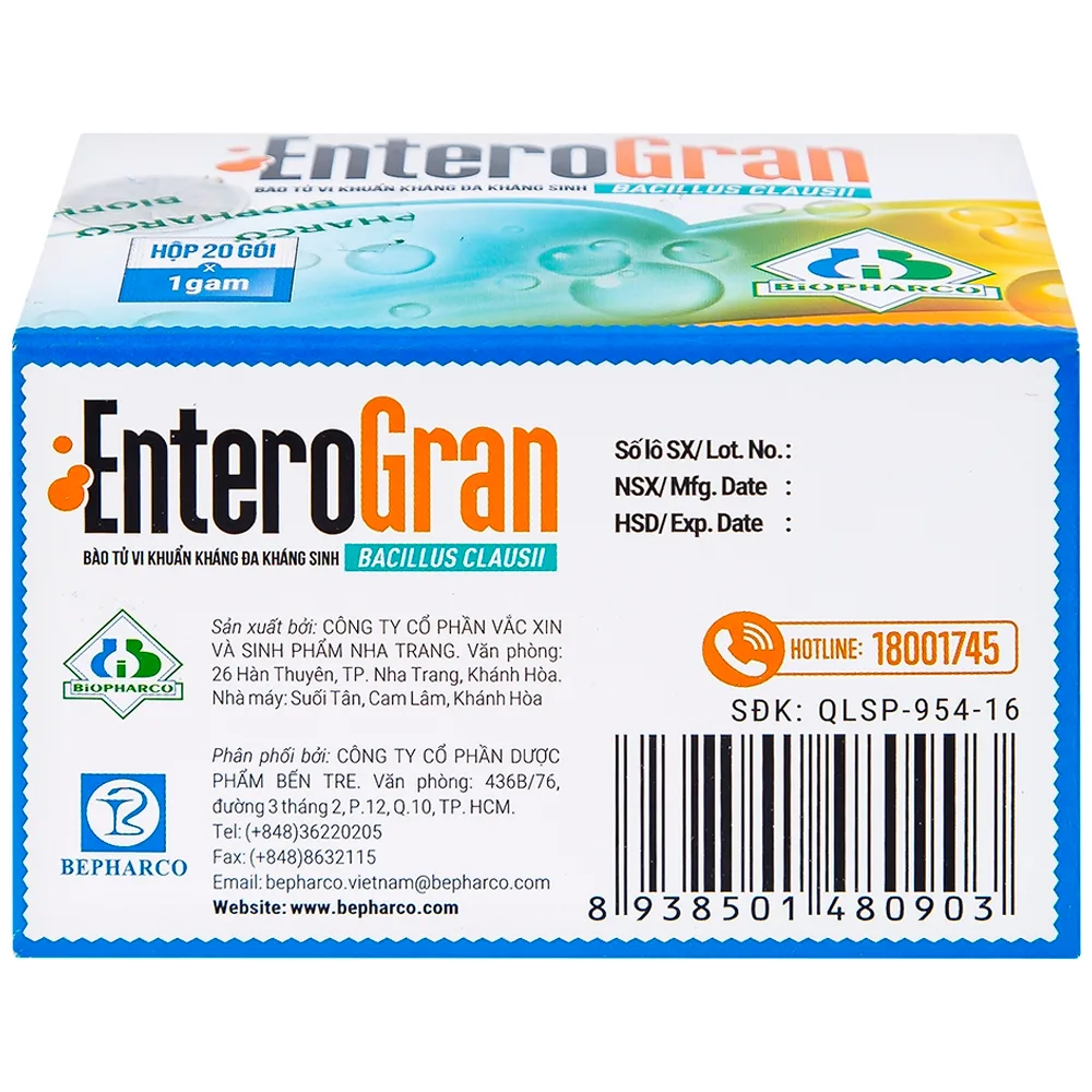 Hình ảnh Thuốc Enterogran Biopharco điều trị và phòng ngừa rối loạn vi sinh đường ruột (20 gói x 1g)