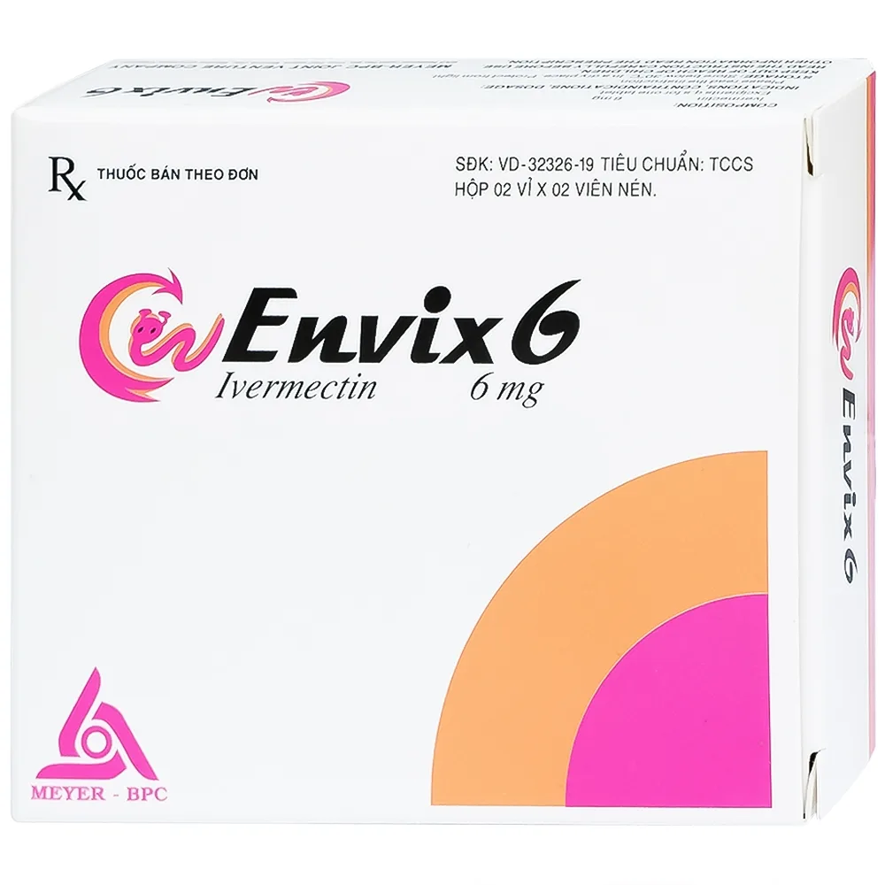 Hình ảnh Thuốc Envix 6 Meyer - BPC điều trị giun chỉ Onchocerca, giun lươn ở ruột (2 vỉ x 2 viên)