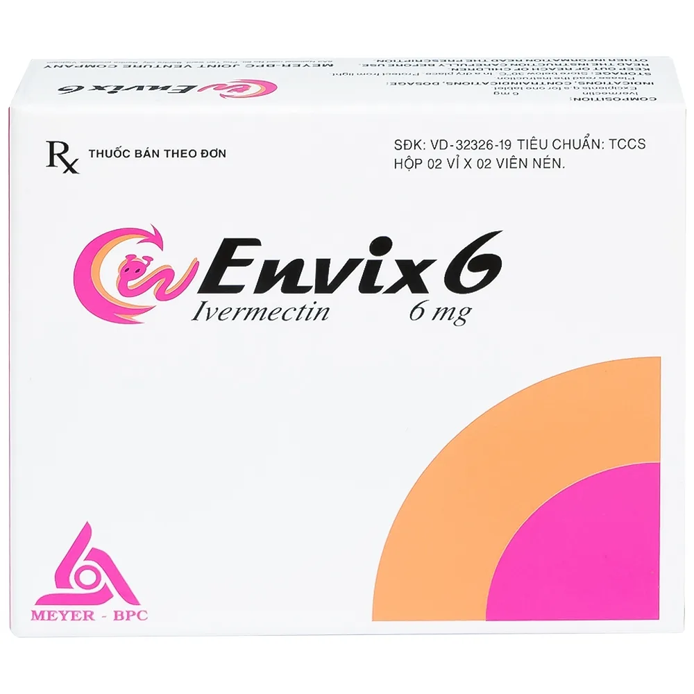 Hình ảnh Thuốc Envix 6 Meyer - BPC điều trị giun chỉ Onchocerca, giun lươn ở ruột (2 vỉ x 2 viên)