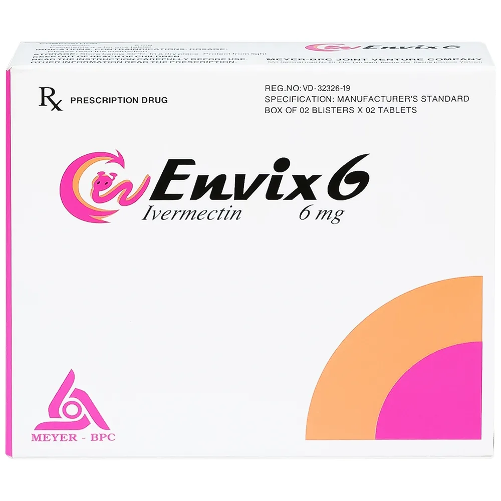 Hình ảnh Thuốc Envix 6 Meyer - BPC điều trị giun chỉ Onchocerca, giun lươn ở ruột (2 vỉ x 2 viên)