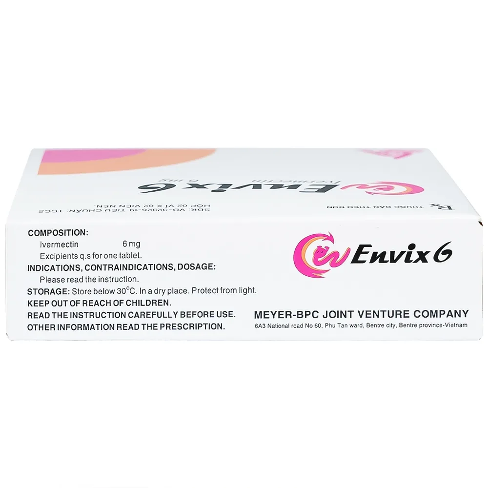 Hình ảnh Thuốc Envix 6 Meyer - BPC điều trị giun chỉ Onchocerca, giun lươn ở ruột (2 vỉ x 2 viên)