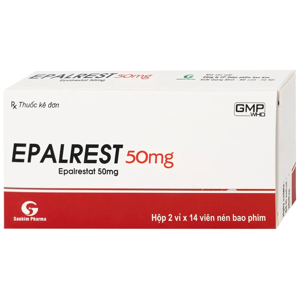 Hình ảnh Thuốc Epalrest 50mg SaoKim Pharma phòng và điều trị biến chứng đái tháo đường (2 vỉ x 14 viên)
