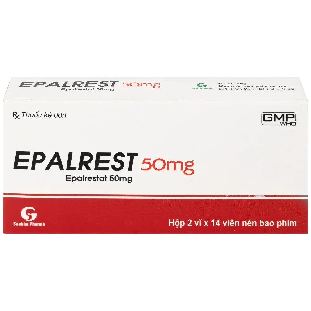 Hình ảnh Thuốc Epalrest 50mg SaoKim Pharma phòng và điều trị biến chứng đái tháo đường (2 vỉ x 14 viên)