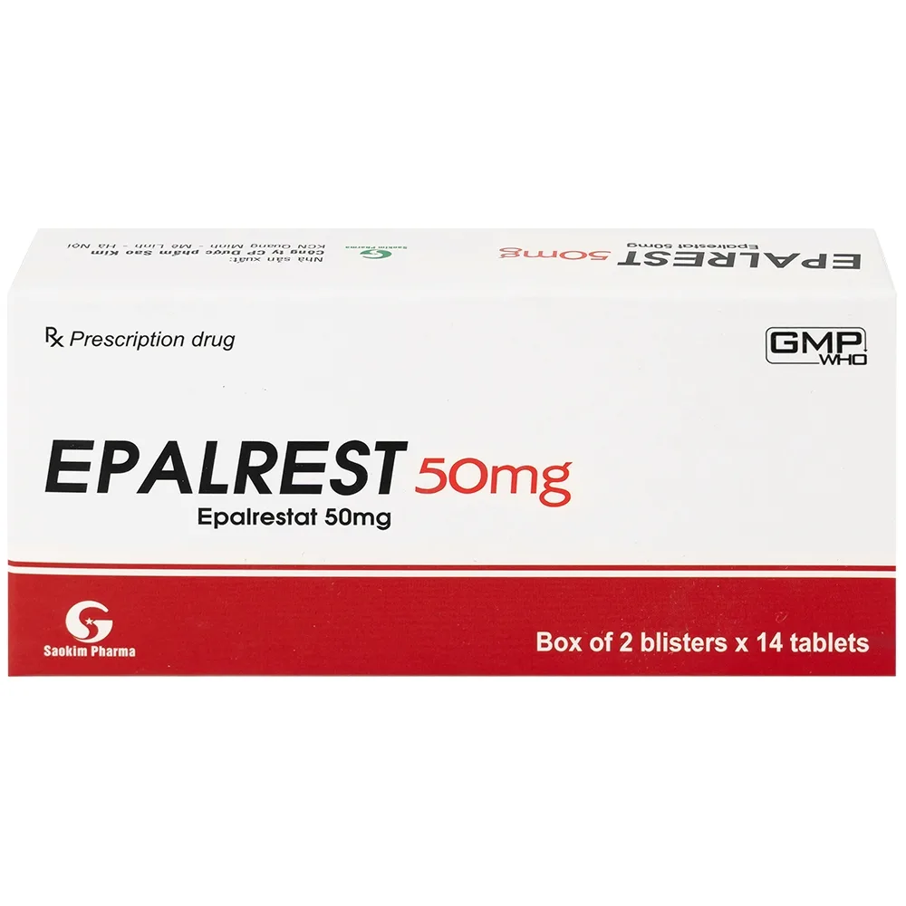 Hình ảnh Thuốc Epalrest 50mg SaoKim Pharma phòng và điều trị biến chứng đái tháo đường (2 vỉ x 14 viên)