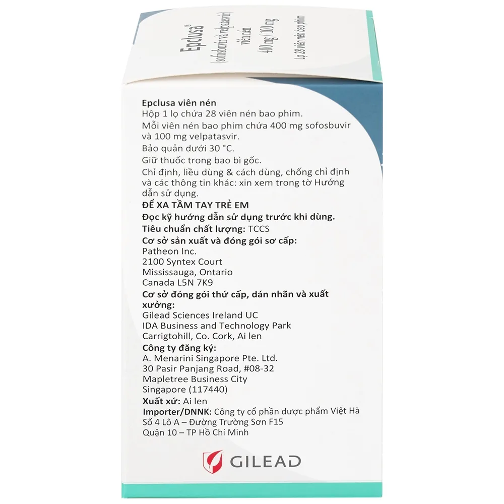 Hình ảnh Thuốc Epclusa 400mg/100mg Gilead điều trị viêm gan C mãn tính (28 viên)