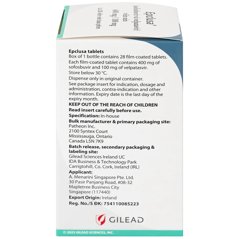 Hình ảnh Thuốc Epclusa 400mg/100mg Gilead điều trị viêm gan C mãn tính (28 viên)