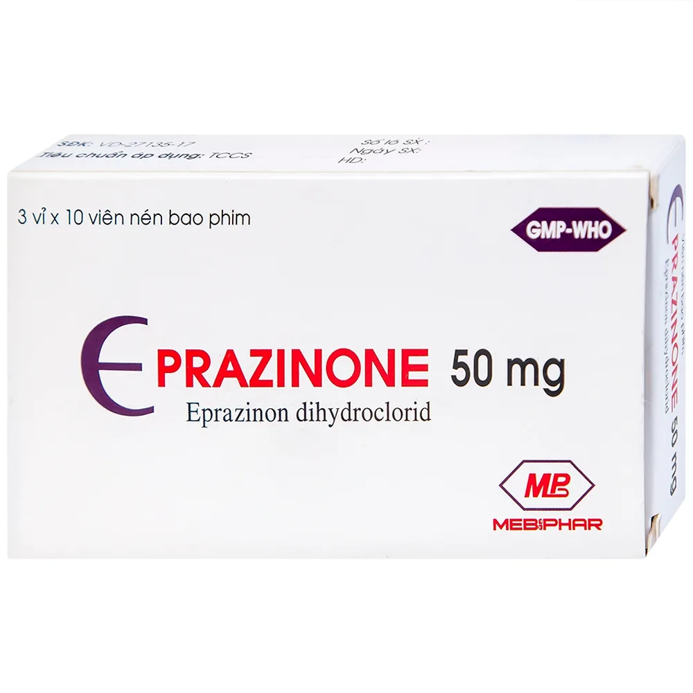 Hình ảnh Thuốc Eprazinone 50mg Mebiphar điều trị viêm phế quản, suy hô hấp mạn tính (30 viên)